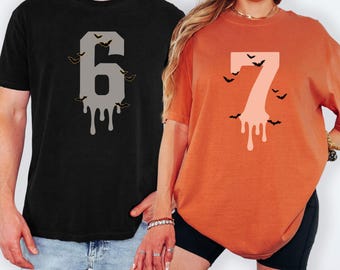 6 7 Shirts Comfort colors Shirt Couples Halloween Funny Matching Shirt Trendy Tiktok Halloween Costume Shirt 67 Trend Six Seven Meme Pumpkin