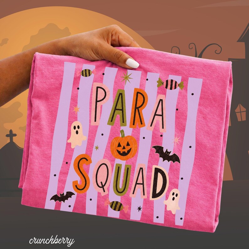 Spooky Para Squad Shirt, Halloween Paraprofessional Tee, Cute Classroom Aide Shirt, Pumpkin Teacher Assistant Gift Group Shirts Teacher Aide image 10