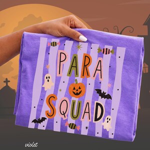 Spooky Para Squad Shirt, Halloween Paraprofessional Tee, Cute Classroom Aide Shirt, Pumpkin Teacher Assistant Gift Group Shirts Teacher Aide image 4