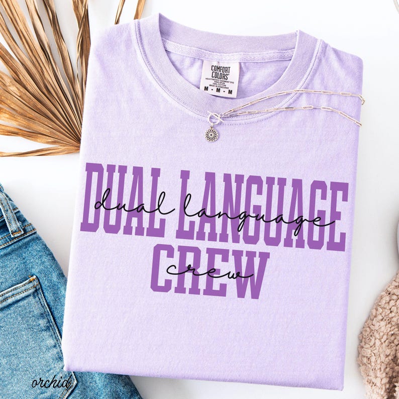 Dual Language Crew Shirt Comfort colors Dual Language Teacher Shirt Bilingual Teacher Tee Dual Language Teacher Gift Back To School Spanish image 5