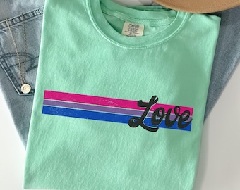 Bisexual Love ShirtSubtle bi pride Comfort colors Shirt subtle bisexual Funny sapphic T-shirt girlfriend gift wlw gay pride gift for GGC317
