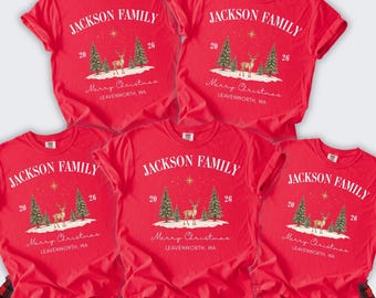 Christmas Vacation Comfort Colors Shirt, Personalized Family Trip Tee, Custom Family Name Christmas Shirt, Holiday Getaway Tee