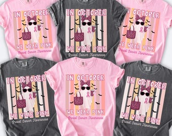 Breast cancer awareness shirt Comfort colors in october we wear pink Tshirt cancer survivor Tshirt support squad breast cancer T-shirt gift