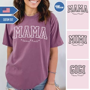 Custom Mama Shirt with Kid Name, Personalized Mom Shirt with Kids Names, Momma Tshirt, Mothers Day Gift for Her, Comfort colors New Mom Gift