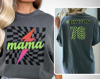 Personalized Race Mom Shirt, Race Mama Sweatshirt, Racing Season, Checkered Race Shirt, Mama Racing Sweatshirt, Mothers Day Gift For Mom