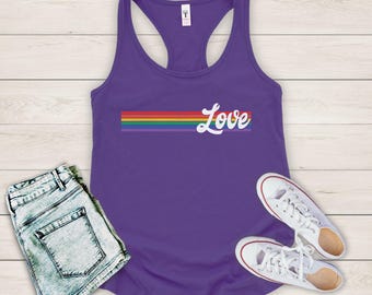 Love is Love Tank Top Pride Month Tank bi pride Cute lgbtq gift for lesbian funny lgbtq apparel rainbow lgbt pride tank Queer tank  GGT018