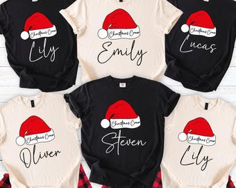 Personalized Family Christmas Shirts, Matching Christmas Shirts, Christmas Crew Shirts, Mom Dad Kids Holiday PJs, Custom Name Family Tees