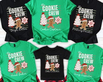 Personalized Christmas Baking Shirts, Custom Cookie Crew Shirts Matching Holiday Baking Tees Christmas Cookie Party Shirts Baker Family Gift