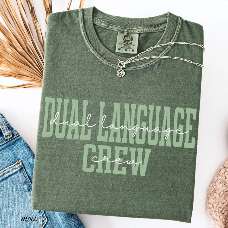 Dual Language Crew Shirt Comfort colors Dual Language Teacher Shirt Bilingual Teacher Tee Dual Language Teacher Gift Back To School Spanish image 7