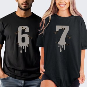 6 7 Shirts Comfort colors Shirt Couples Halloween Funny Matching Shirt Trendy Tiktok Halloween Costume Shirt 67 Trend Six Seven Meme Pumpkin image 8