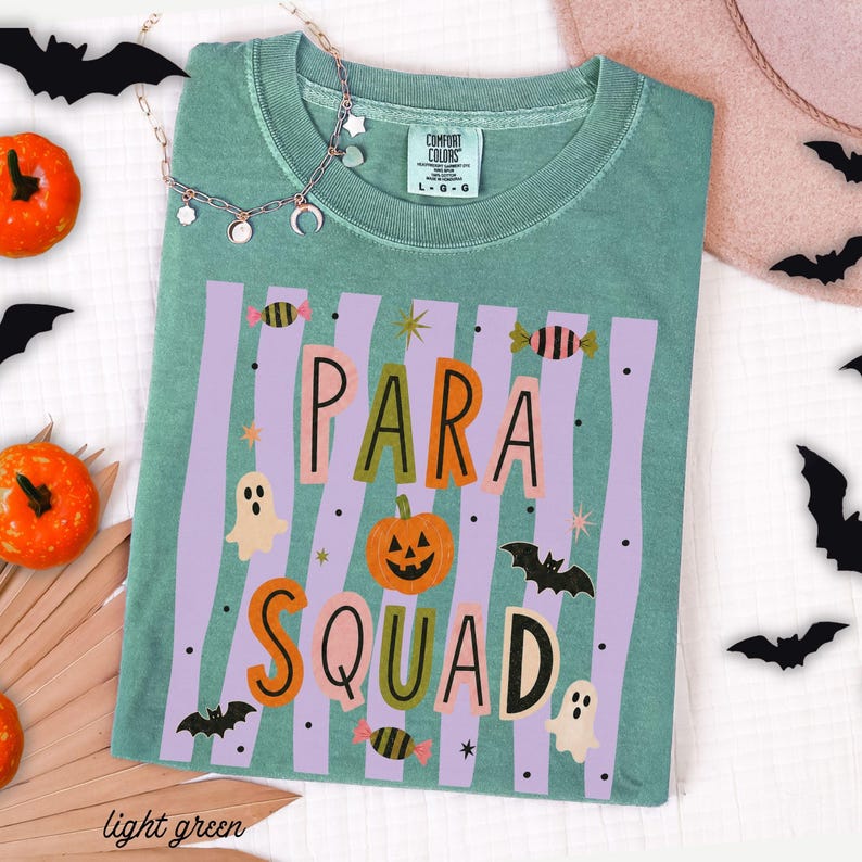 Spooky Para Squad Shirt, Halloween Paraprofessional Tee, Cute Classroom Aide Shirt, Pumpkin Teacher Assistant Gift Group Shirts Teacher Aide image 11
