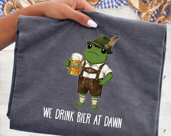 Comfort Colors Tee Oktoberfest Shirt We drink beer at dawn Funny Beer Festival Tee German Oktoberfest Shirt Fall Drinking Shirt Pretzel Tee