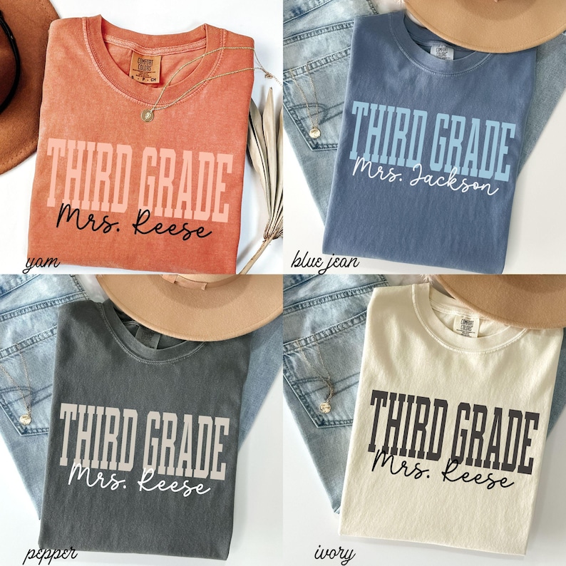 T-shirt personnalisé pour enseignant(e) de CE2 - Couleurs confortables - T-shirt pour la rentrée scolaire - Cadeau pour enseignant(e) - T-shirt avec le nom de l'enseignant(e) de CE2 - GGC381 image 9