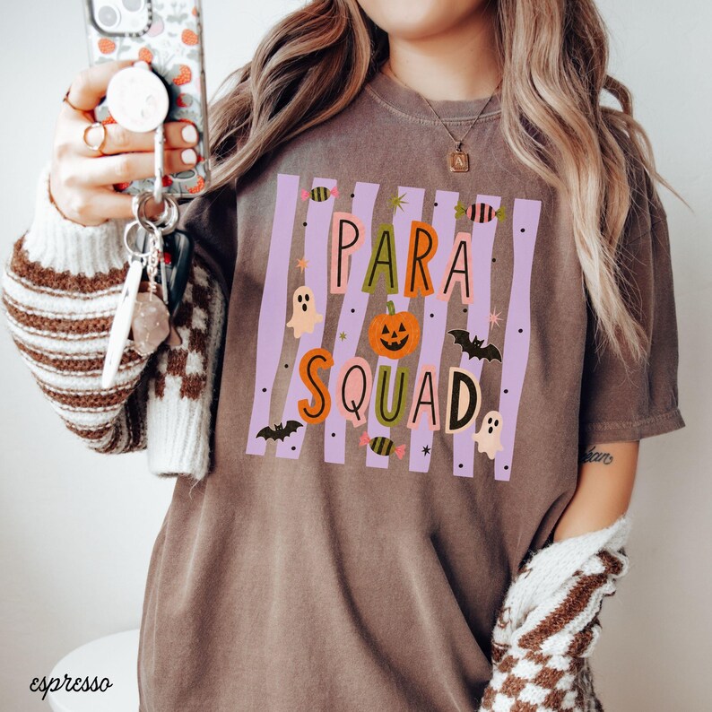 Spooky Para Squad Shirt, Halloween Paraprofessional Tee, Cute Classroom Aide Shirt, Pumpkin Teacher Assistant Gift Group Shirts Teacher Aide image 18