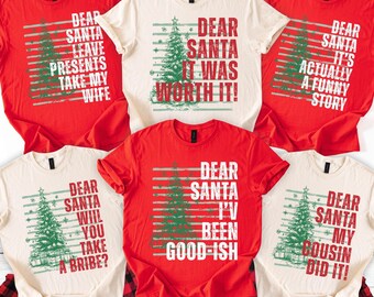 Funny Dear Santa Christmas Shirts, Matching Family Christmas Pajama Shirts, Mom Dad Kids Christmas PJs, Family Holiday Jammies