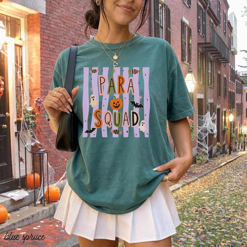 Spooky Para Squad Shirt, Halloween Paraprofessional Tee, Cute Classroom Aide Shirt, Pumpkin Teacher Assistant Gift Group Shirts Teacher Aide image 19