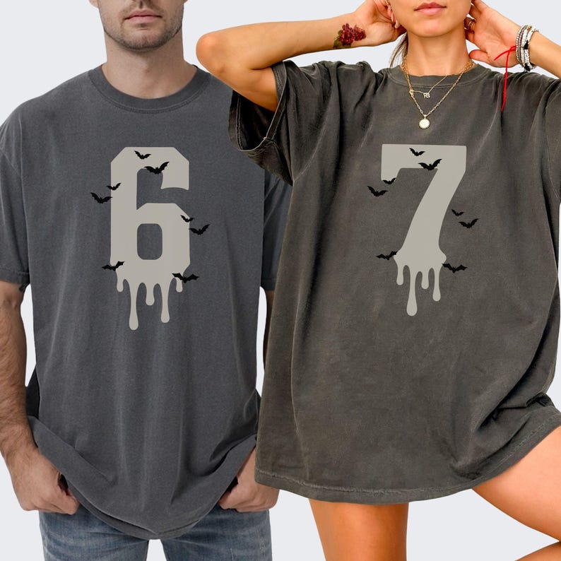 6 7 Shirts Comfort colors Shirt Couples Halloween Funny Matching Shirt Trendy Tiktok Halloween Costume Shirt 67 Trend Six Seven Meme Pumpkin image 9