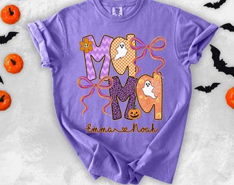 Personalized Spooky Mama Shirt Halloween mama Shirt Comfort colors Custom mama T-shirt Spooky Mom TShirt Customized Halloween Mom Tee Gift