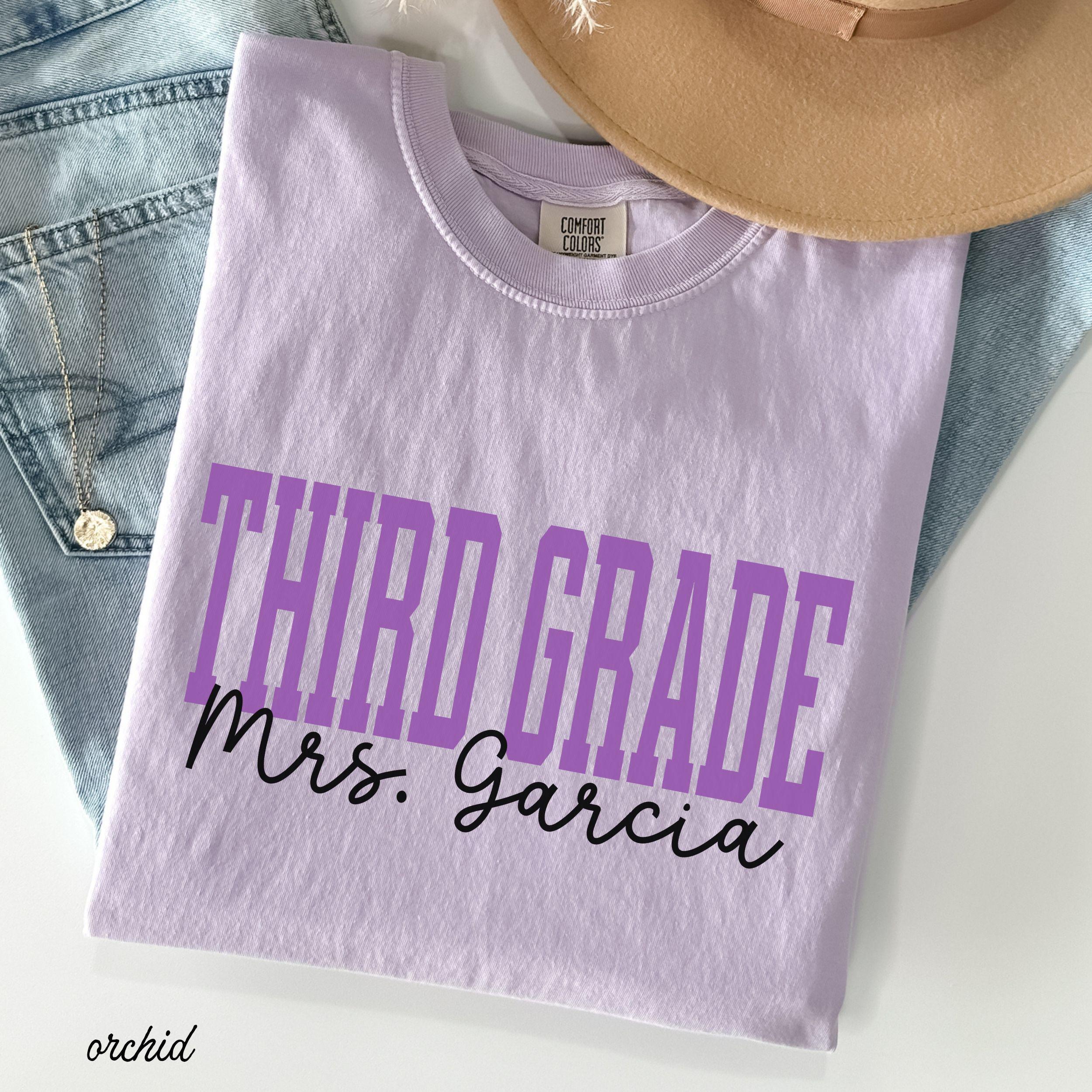 Third Grade Personalized Teacher Shirt Comfort Colors Teacher Shirt First Day of School Teacher Gift 3rd Grade Custom Teacher Name GGC381