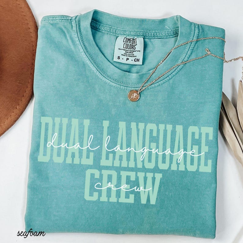 Dual Language Crew Shirt Comfort colors Dual Language Teacher Shirt Bilingual Teacher Tee Dual Language Teacher Gift Back To School Spanish image 6