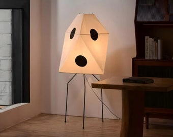 Japanese Rice Paper Floor Tower Lamp, Polkadot Floor Lamp, Japan Light Sculpture, Home Decor Lamp, Large lamp, Ambient Lighting, Wabi Sabi