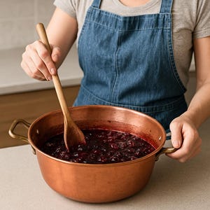 Jam Preserve Pot With Brass Handles, Pure Copper Preserve Pot, Vintage Cookware, French Cooking Pot, Large 10 Liter Jelly Pan, Copper Decor