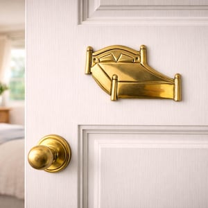 1 (One) Vintage Brass Door Ornament, Antique Brass Bedroom Door Hardware, Bed Frame Style Decor, Single or Set of 2, Brass Wall Hanging
