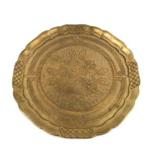 Vintage Classy Brass Dining Tray, Handmade Engraved Brass Serving Tray, Gilde Brass Bowl, Antique Brass Tray, Vintage Home Decor
