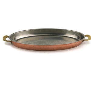 Vintage Copper Pan with Brass Handles, Vintage Oval Frying Tinned Pan, Spring Culinox Fish Kettle, Copper Cooking Utensils, Cookware Gift