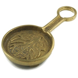 Candle Plate with Handle, Vintage Brass Ashtray, Deer Symbol Altar Offering Dish for Home Decor & Collectibles