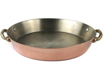 Vintage Copper Pan, Small Copper Saucepan With Brass Handles, Vintage Cookware, Copper & Brass Cooking Pan, Frying Pan With Copper Outer