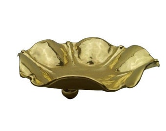 Vintage Brass Bowl with Legs, Leaf Shape Basket, Brass Trinket Tray, Brass Tray Dish, Handarbeit/Handmade