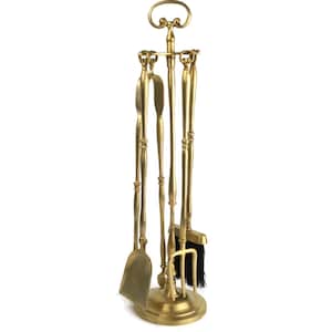 Vintage Fireplace Companion Set, French Firepit Brass Tools, Bronze BBQ Accessories, Living Room Hearth Decor, Poker Tongs, Shovel and Brush