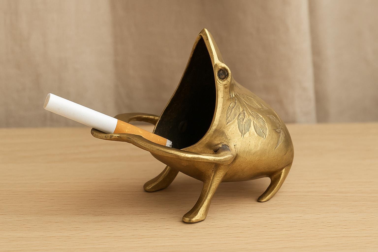 Vintage Brass Frog Ashtray, Frog Paperweight, Rare Handmade Indian