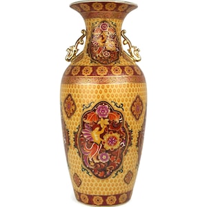 Large Chinese Floor Vase, Famille Rose Porcelain, Hand Painted Scene, Qing Style Mark, Vintage Flower Arrangement Decor, Unique Vintage Home
