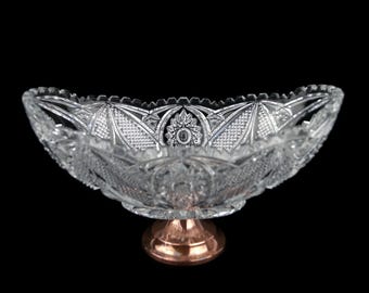 Vintage Crystal Candy Bowl, Pedestal Crystal Glass Bowl, Sweets Crystal Bowl With Metal Base, Crystal Fruit Tray, Table Centerpiece, Gift