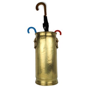 Brass Umbrella Holder with Ornate Handles, Vintage Stand, Antique Gift Idea, Brass Stand, Elegant Entryway Decor