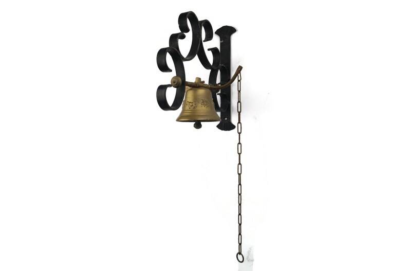 Swiss Bell Ringer Vintage Brass Door Bell, Swiss Front Ringer With Iron Stand for Porch ...