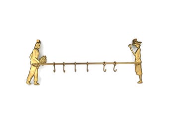 Vintage Brass Coat Rack, 6 Wall Hook for Bathroom & Valet Hook, Brass Valet Hook, Stylish Man, Woman Design Entryway Decor, Unique Gift Idea