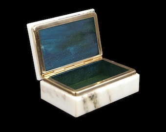 Vintage Marble Box, Jewelry Stone Box with Gold Finish, Elegant Trinket Storage for Home Décor & Gift Ideas