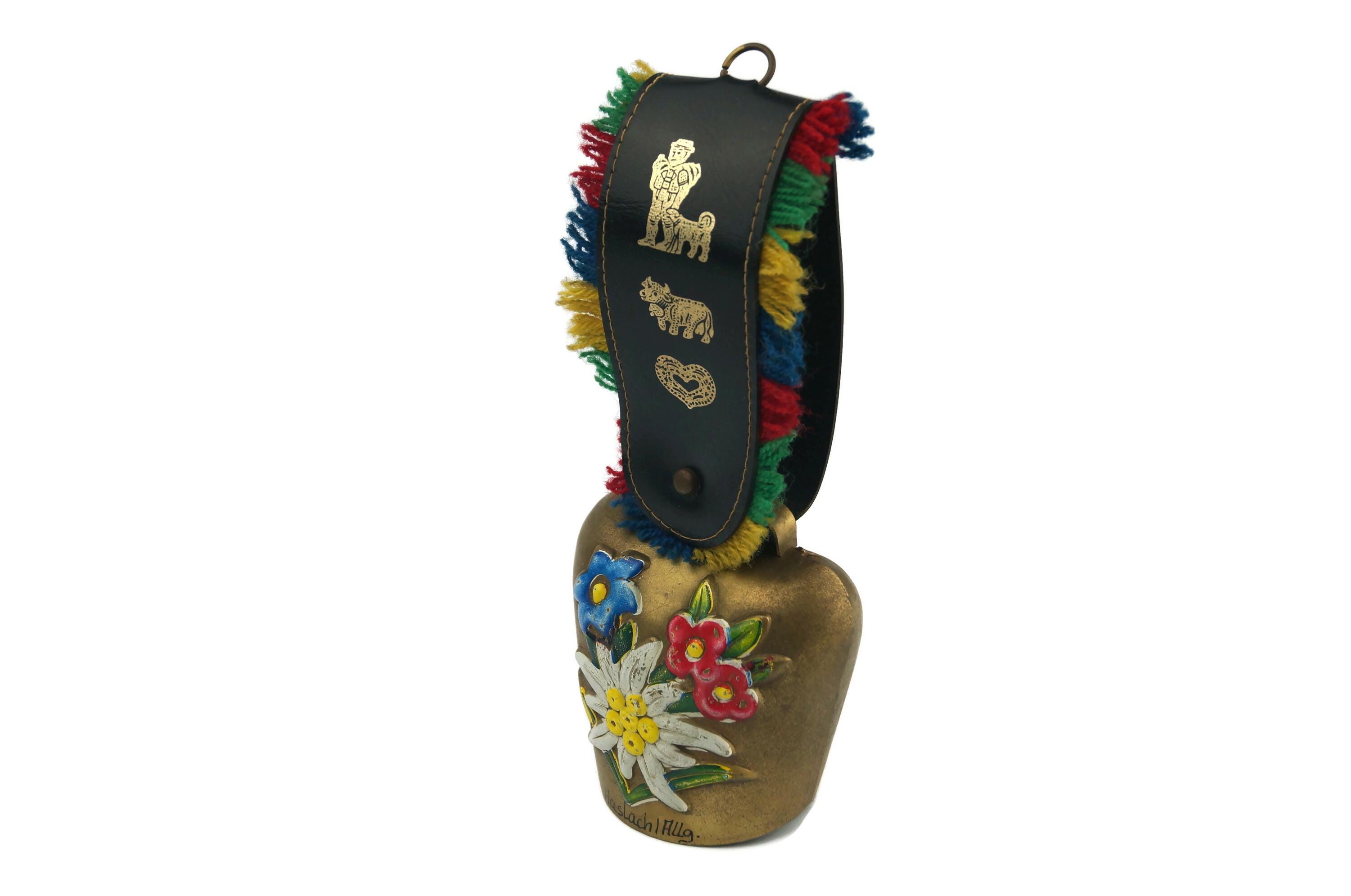 Swiss Bell Ringer Vintage Swiss Cow Bell With Leather Strap – Antique Swiss Metal Bell ...