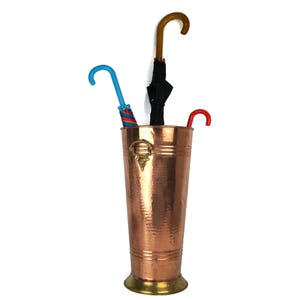 Copper Brass Umbrella Holder with Ornate Handles, Vintage Stand, Antique Gift Idea, Copper Stand, Elegant Entryway Decor