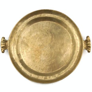 Vintage Classy Brass Dining Tray with Handles, Handmade Engraved Brass Serving Tray, Gilde Brass Bowl,Antique Brass Tray, Vintage Home Decor
