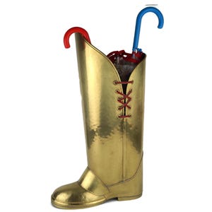 Vintage Brass Umbrella Stand, Brass Boot Shaped Stick Holder, Entryway Storage & Vintage Decor Gift Idea, Mudroom Accessory