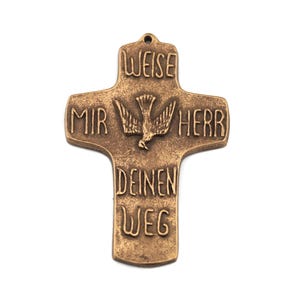 Antique Wall Cross Germany, Vintage German Bronze Cross, Antique Religious Peace, Bronze Crucifix Cross Pendant With Hole