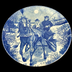 Delfts Chemkefa Wall Plate, Vintage Medium Ceramic Delft Plate, Blue Rare Wall Plate, Signed Delft Chemkefa Eerelman 1839, Decorative Plate