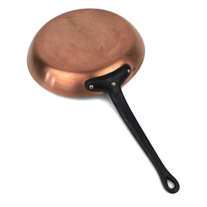 Vintage Copper Pan With iron Handle, French Tin-Lined Skillet, Cooking Pan, 2.6 mm Thick, Antique Copper Cookware, Rustic Farmhouse Decor