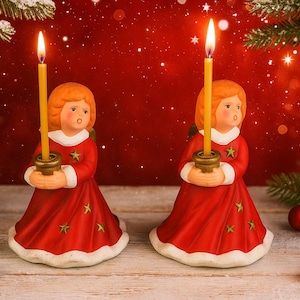 ヴィンテージ セラミック エンジェル キャンドルホルダー - 歌う聖歌隊