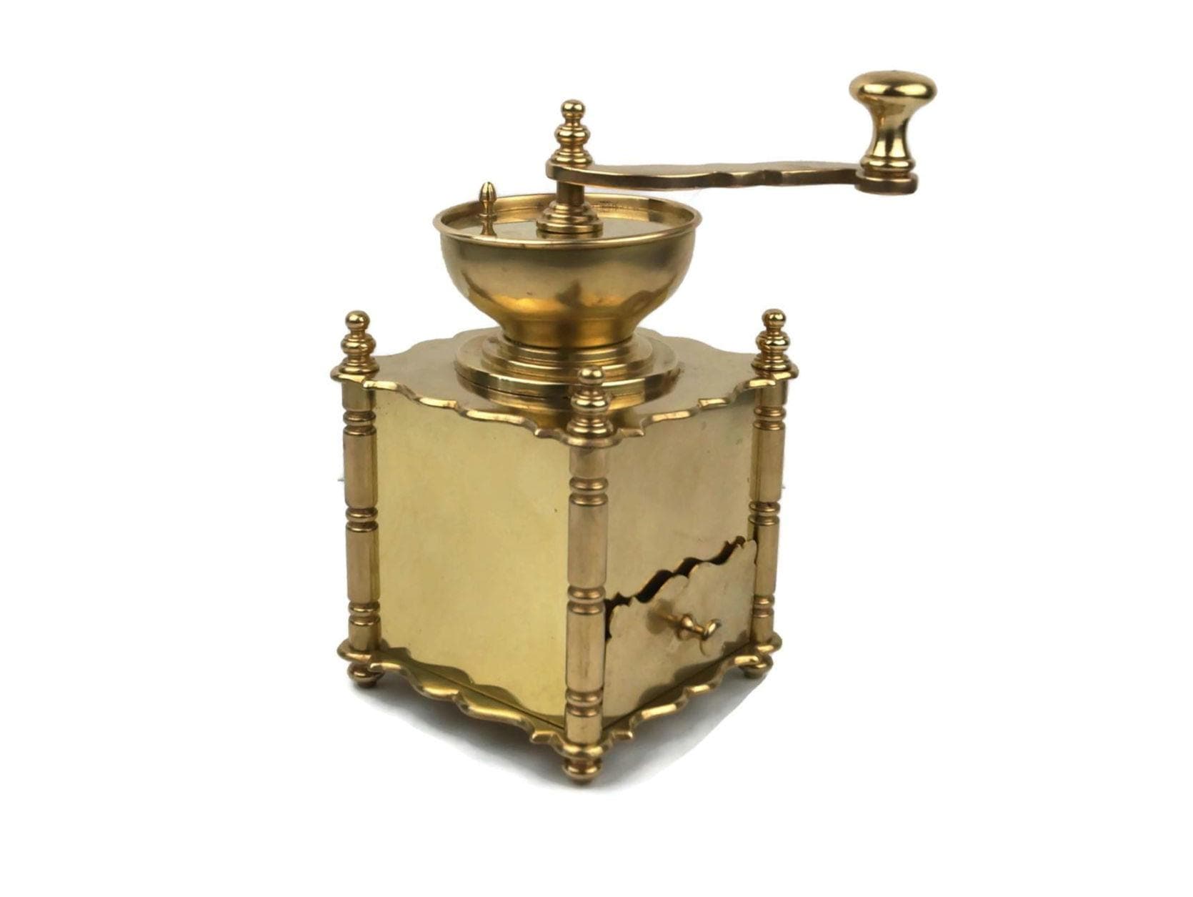 Antique Brass Coffee Grinder, Vintage Hand Coffee Miller, Collector Kitchen Coffee Decor, Retro Coffee Grinder, Coffee Lover Gift