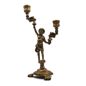 Vintage Cherub Candle Holder, Mid Century Brass Candelabra, 2 Arms Candlebra for Home, Wedding & Dinner Decor